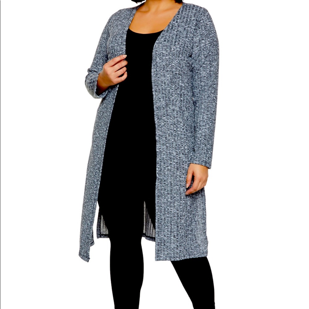 NEW•XL•Creme De La Creme Ciara Charcoal Longline Duster Sweater - Picture 4 of 15